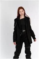 Пиджак SKVO женский однотонный, с цепью на спине, гранж, черный жакет Simple L