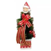 Новогодняя елка в горшке "Дед Мороз и пуансетия", цвет красный, золотистый, 45х15 см