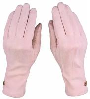 Перчатки элегантные женские "Сенсорный палец" иск.замша цвет светло-розовые (размер: 6-8)