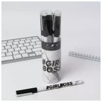 Ручка с колпачком и нанесением soft-touch "Girl boss"