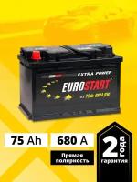 Аккумулятор автомобильный EUROSTART Extra Power (низкий) 74 Ah 680 A прямая полярность 278x175x175