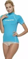 Футболка из лайкры женская с коротким рукавом для водного спорта CRESSI RASH GUARD Размер L синий