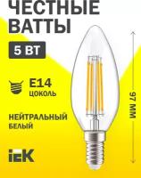 Лампа светодиодная E14/C35/4000/07 (IEK LLF-C35-5-230-40-E14-CL)