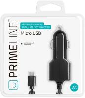 Автомобильное зарядное устройство Prime Line 2.1A витой micro USB черный (2209)