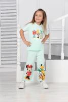 Комплект одежды летний (футболка и брюки) для девочки 4-5 лет 104 размер Zara Дисней Микки Маус и его друзья Турция, зеленый