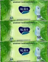 Aura Влажная туалетная бумага Ultra Comfort, 3 уп по 120 шт
