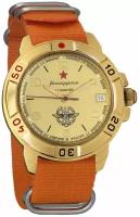 Мужские наручные часы Восток Командирские 439451-orange, нейлон, оранжевый