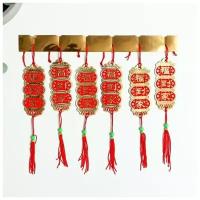 Панно текстиль "Китайские фонарики" 16 см набор 6 шт