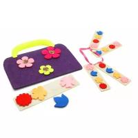 Сумка-игралка Цветы, SmileDecor (аппликация, фиолетовая, Ф252)