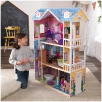 Деревянный кукольный домик "Мечта", с мебелью 14 предметов в наборе, свет, звук, для кукол 30 см