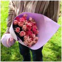 Цветы живые букет из 15 кустовых роз "Микс №5"
