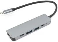 Адаптер Type C на HDMI, USB 3.0*2 + 2 Type-C для MacBook серый