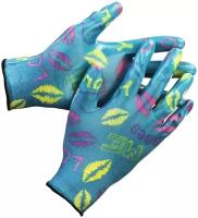 Садовые перчатки GRINDA, прозрачное нитриловое покрытие, синие, размер L-XL