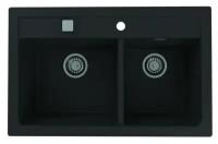 Кухонная мойка Alveus Granital Atrox 50 Carbon-G91 790х500х195 с сифоном, черная (1132002)