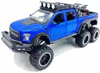 Ford Raptor F-150 Форд Раптор (металлическая инерционная машинка, 1:32, 22 см, с открывающимися дверьми, капотом и багажником, С мотоциклом)