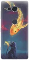 Силиконовый чехол Кот и рыбка на Sony Xperia XZ2 Compact / Сони Иксперия Икс Зет 2 Компакт