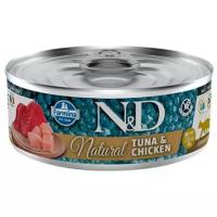 Farmina N&D Natural Cat Tuna & Chicken влажный беззерновой корм для взрослых кошек с тунцом и курицей - 80 г (12 шт в уп)