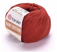 Пряжа для вязания YarnArt Baby Cotton (Бэби Коттон) - 1 моток 429 терракот, для детских вещей и амигуруми, 50% хлопок, 50% акрил, 165 м/50 г