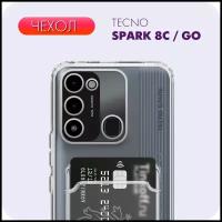 Чехол №04 для Tecno Spark 8C / GO / Текно Спарк 8 Ц / Го / Прозрачный чехол с карманом для карт и защитой камеры