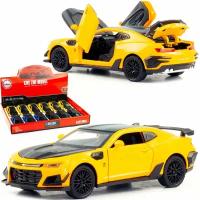 Металлическая машинка игрушка 1:32 Chevrolet Camaro ZL1 (Шевроле Камаро) 17 см. инерционная, свет, звук, /Жёлтый