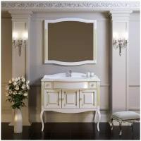 Мебель для ванной Opadiris Лаура 100 белая с патиной (раковина искусственный камень) (тумба с раковиной + зеркало)