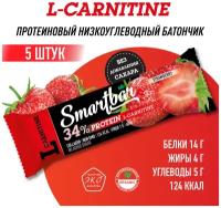 Батончик протеиновый Smartbar Protein L-carnitine "Клубника" с L-карнитином, 5 шт. х 40 г