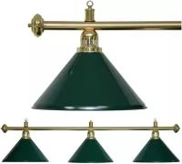Светильник для бильярда 3 плафона Evergreen зеленые плафоны / золотая штанга