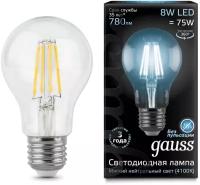 Светодиодная лампа Gauss 102802208 LED Filament A60 E27 8W 4100К грушевидная