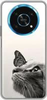 Дизайнерский силиконовый чехол для Хонор Мэджик 4 Лайт 5Ж / Huawei Honor Magic 4 Lite 5G Кот и бабочка