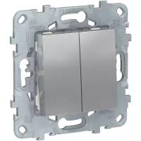 Schneider Electric Unica New Алюминий Переключатель 2-клавишный, 2 х сх. 6 NU521330