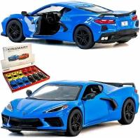 Машинка игрушка детская 1:36 2021 Chevrolet Corvette Stingray C8 (Шевроле Корвет) 12,5 см., металлическая, инерционная / Синий