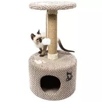 Домик когтеточка для кошек "Бристоль", ковролин джут, высота 72 см, диаметр 38 см / домик для кошки