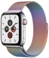 Ремешок миланская петля для Apple Watch 42-44-45 mm, Series 1-7, SE / Металлический браслет (milanese loop) для смарт часов Эпл Вотч, Перламутровый