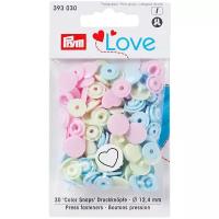 Кнопки Prym Кнопки непришивные Love - Color Snaps сердце (3930**) 12 мм, 30 шт., розовый/нежно-зеленый/голубой