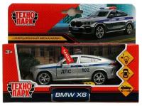 Модель машины Технопарк BMW X6, Полиция, серебристая, инерционная, свет, звук Х6-12SLРОL-SR