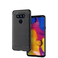 Чехол панель-бампер Чехол.ру для LG V40 ThinQ / LG V40 из прочного силикона с матовой отделкой «под карбон» черная