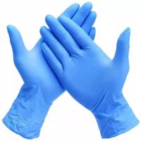 Перчатки нитриловые, голубые, 100 шт, 50 пар / Перчатки одноразовые / Перчатки гигиенические/ М
