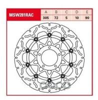 Диск Тормозной Передн Ducati: 796 Hypermotard 07-12, 1100 Hypermotard, S/Sp 07-12, 1100 Multistrada 03-09, TRW арт. MSW281RAC