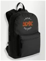 Черный школьный рюкзак с DTF печатью Музыка AC DC Эй си ди си Рок, Rock, Панк - 1020