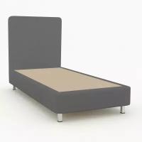 Односпальная кровать BOX SPRING с Изголовьем 81х207х30 см рогожка серая + спинка (кровать для гостиниц, отелей, хостелов)