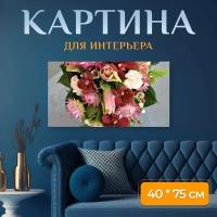 Картина на холсте "Цветы, свадьба, букет" на подрамнике 75х40 см. для интерьера