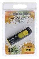 Флешка OltraMax 250, 32 Гб, USB2.0, чт до 15 Мб/с, зап до 8 Мб/с, жёлтая