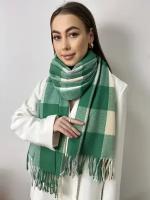 Шарф YuliyaMoon,180х80 см, one size, белый, зеленый