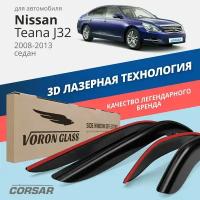 Дефлекторы окон Voron Glass серия Corsar для Nissan Teana J32 2008-2013 накладные 4 шт