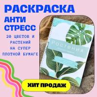 Раскраска антистресс для взрослых и детей Растения