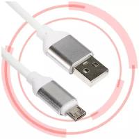 Кабель для зарядки телефона Samsung, Xiaomi, Huawei, Honor, Oppo, Nokia, наушников Micro-USB - USB 2 м силиконовый с металлическими наконечниками / Зарядка для самсунг, хонор, ксяоми, хуавей, оппо, виво, нокиа / Провод микро юсб / Зарядный шнур (Белый)