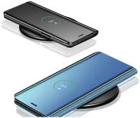 Чехол-книжка MyPads для Samsung Galaxy A5 (2018) SM-A530F/ A8 с дизайном Clear View Cover с полупрозрачной пластиковой крышкой с зеркальной повер