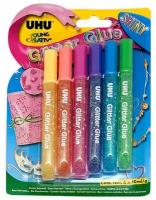 UHU Клеящие блестки для декорирования Young Creativ Glitter Glue Shiny, 10 мл, разноцветный