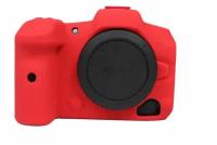 Защитный силиконовый чехол MyPads Antiurto для фотоаппарата Canon EOS R5 из мягкого качественного силикона красный