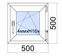 Окно ПВХ VEKA WHS Halo/ 50*50см(Ш.*В.)/поворотно-откидное/правое/ однокамерный стеклопакет/ фурнитура Accado(Турция)